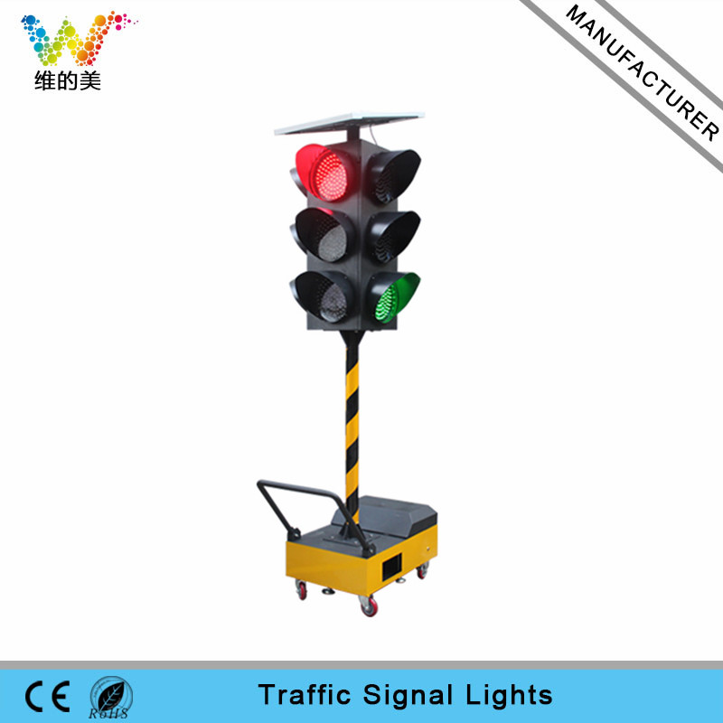 300mm Red Green Yellow Light Portable Solar LED Traffic Light