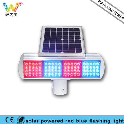 Solar Powered Road Work Blue Red Safety Flashing Light